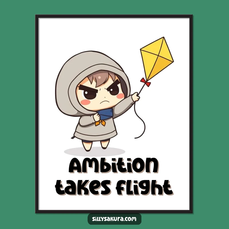 Funny Determined Kite Flyer Poster: Inspiring Gift for Dream Chasers