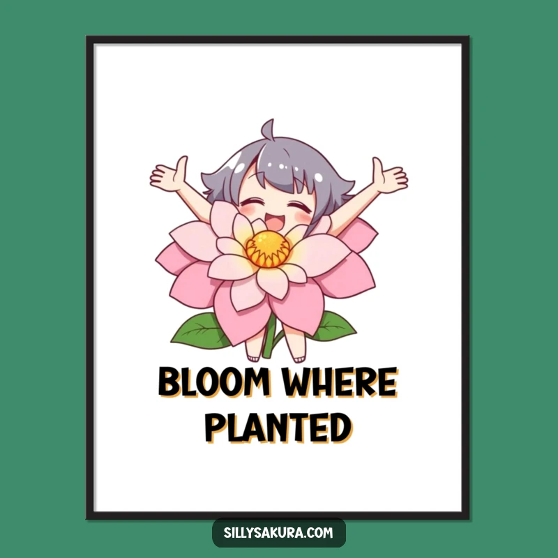 Funny Flower Embracer Poster: Brighten Walls with Nature's Joy - Great Gift!