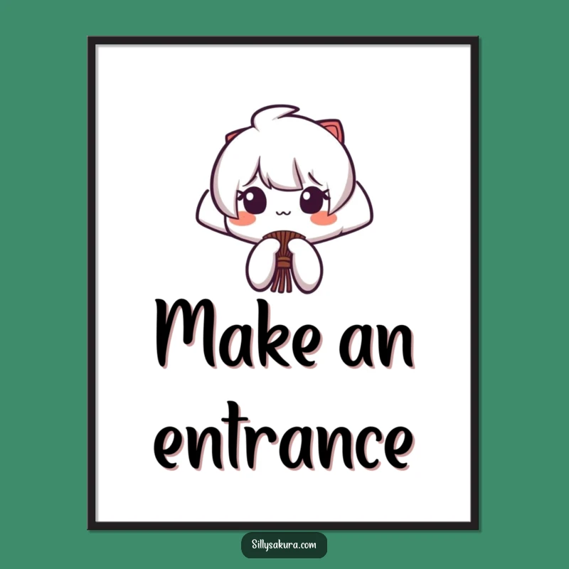 Funny Japanese Fan Poster: Elegant Character Art for Stylish Decor