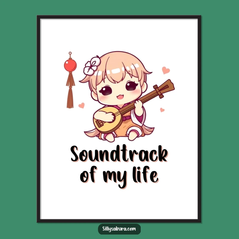 Funny Kawaii Musician Poster: Cute Character's Happy Tune for Your Wall Decor