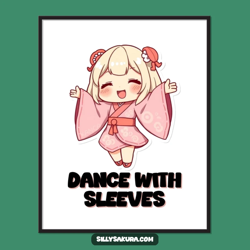 Funny Kimono Dance Poster: Dynamic Sleeves Character Art