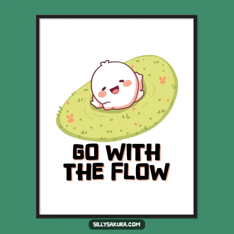 Funny Rolling Hill Character Poster - Giggling Wall Art Gift