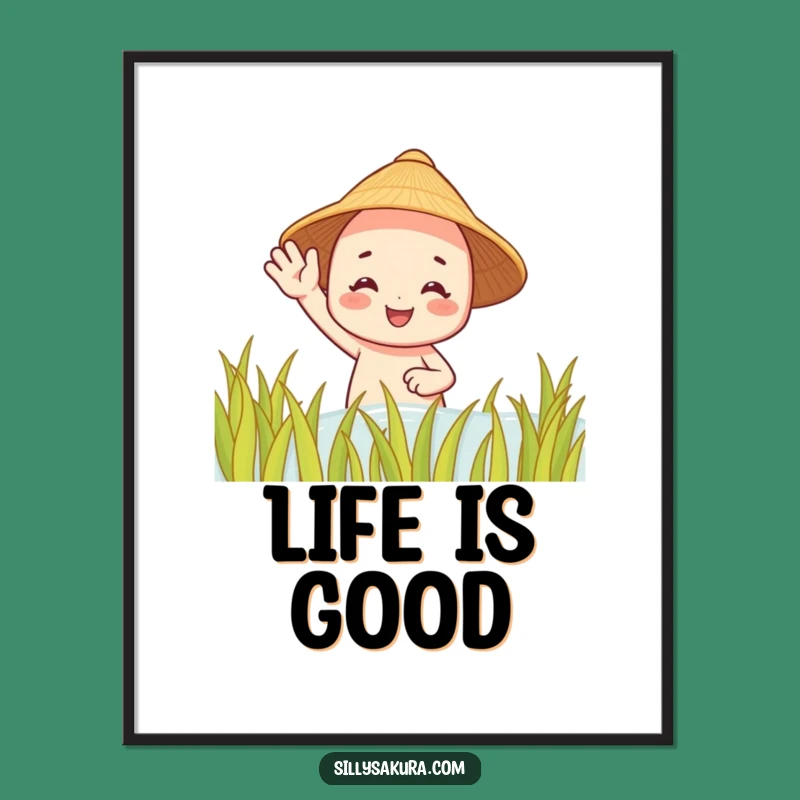Funny Rice Paddy Character Poster - Cheerful Wall Art