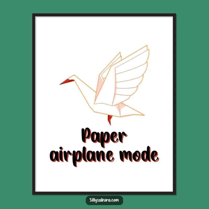 Funny Origami Crane Poster: Artistic Flyer Character Art