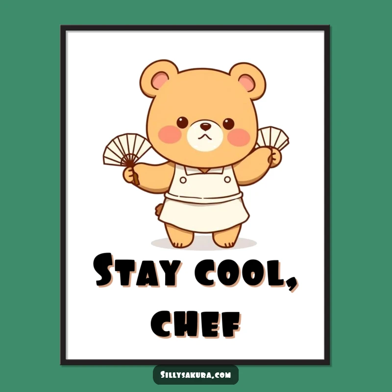 Funny Bear Chef Poster: Hilarious Kitchen Art Gift for Culinary Enthusiasts