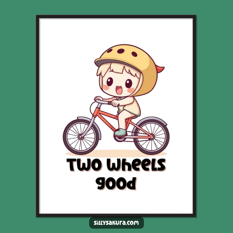 Funny Wall Art: Excited Character's Bicycle Ride, A Hilarious Piece for Your Home