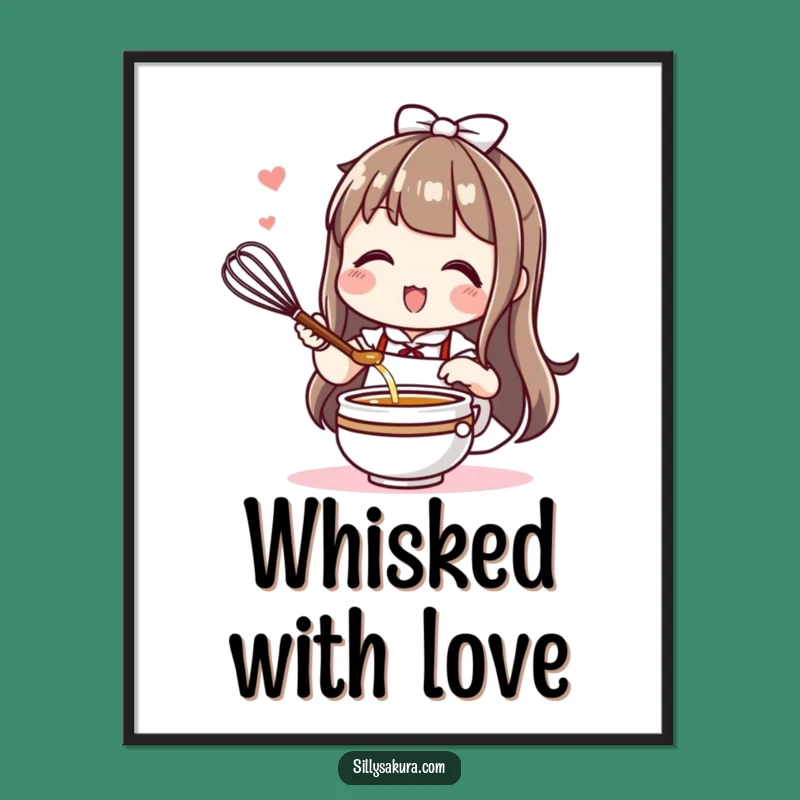 Funny Kawaii Tea Time Poster: Whisking Art for Your Home, Great Gift