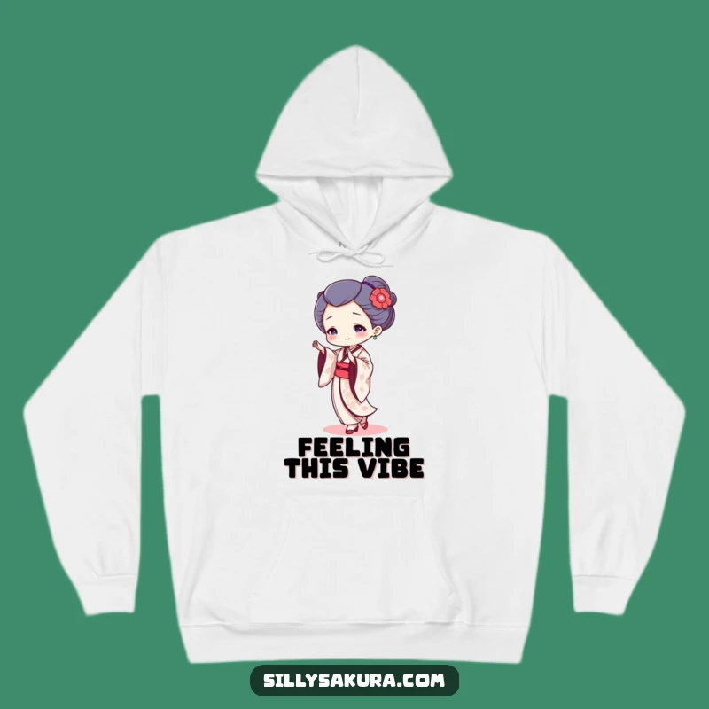 Cozy Funny Geisha Dancer Hoodie: Tiny Character's Graceful Dance for Ultimate Comfort!