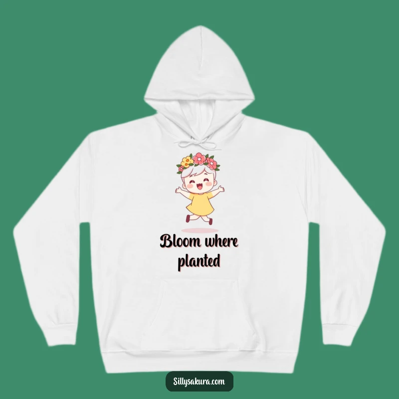 Funny Flower Crown Character Hoodie: Cozy Joy & Humorous Warmth