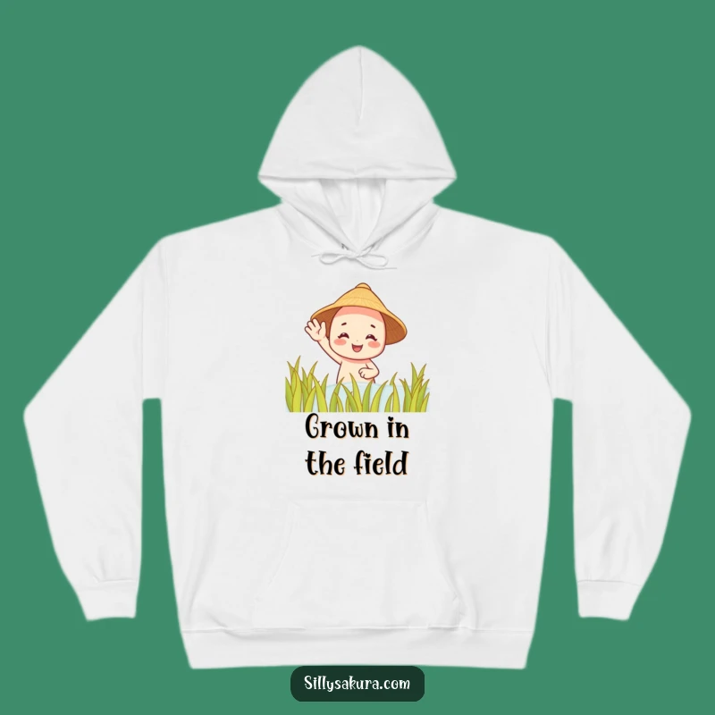 Funny Rice Paddy Character Hoodie - Cozy Straw Hat Wear