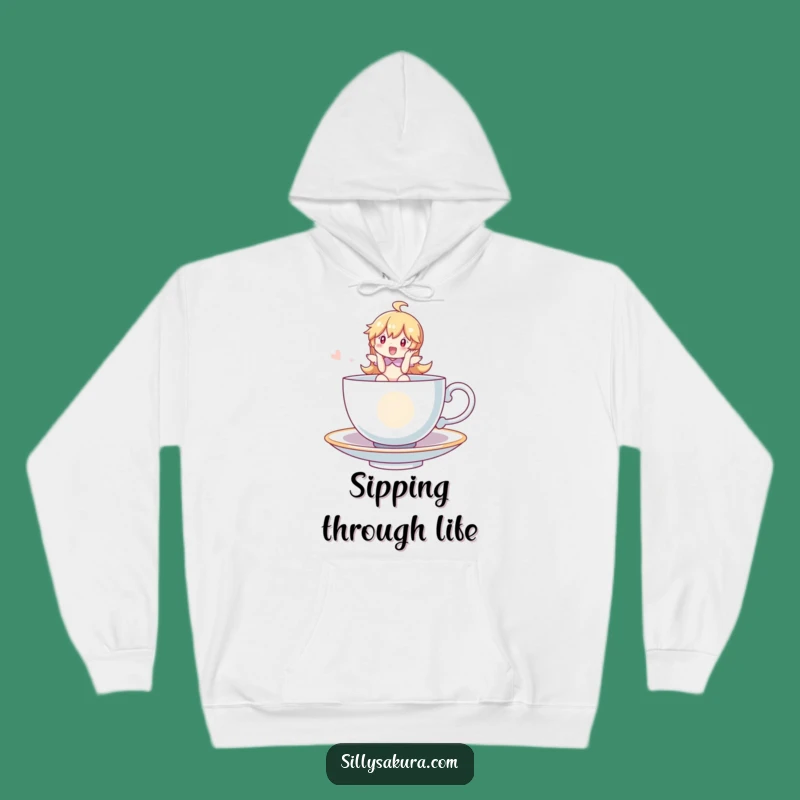 Funny Whimsical Tea Cup Rider Hoodie - Cozy and Enchanting Warmth