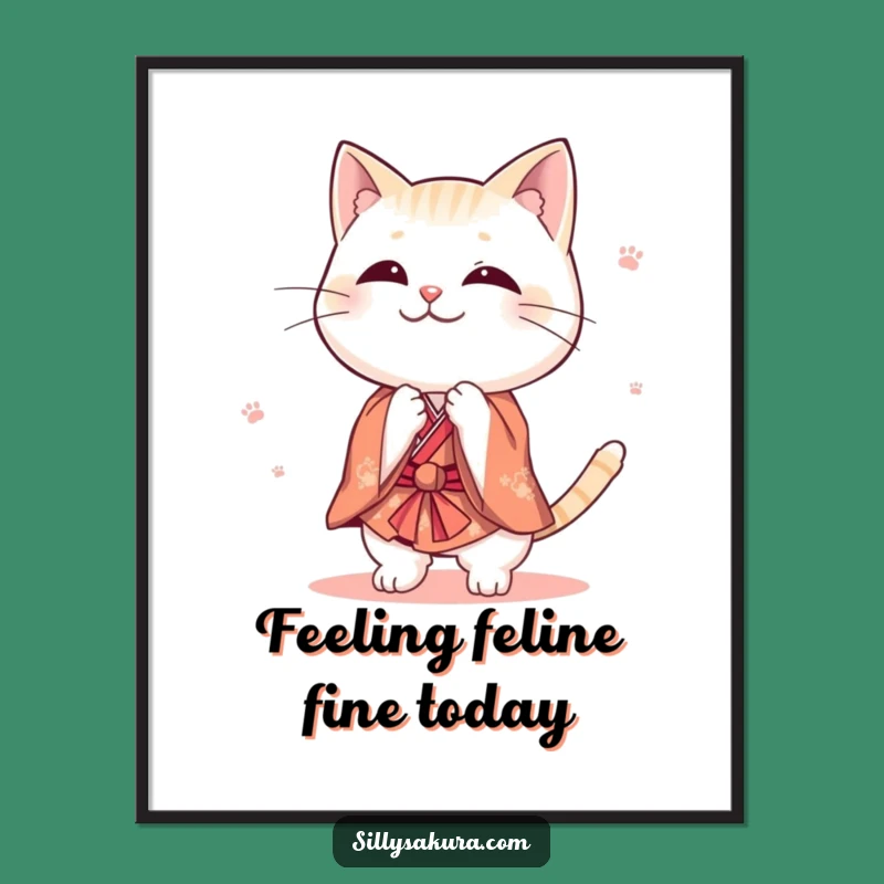 Free Printable Wall Art: Cat Kimono Bow Downloadable Decor