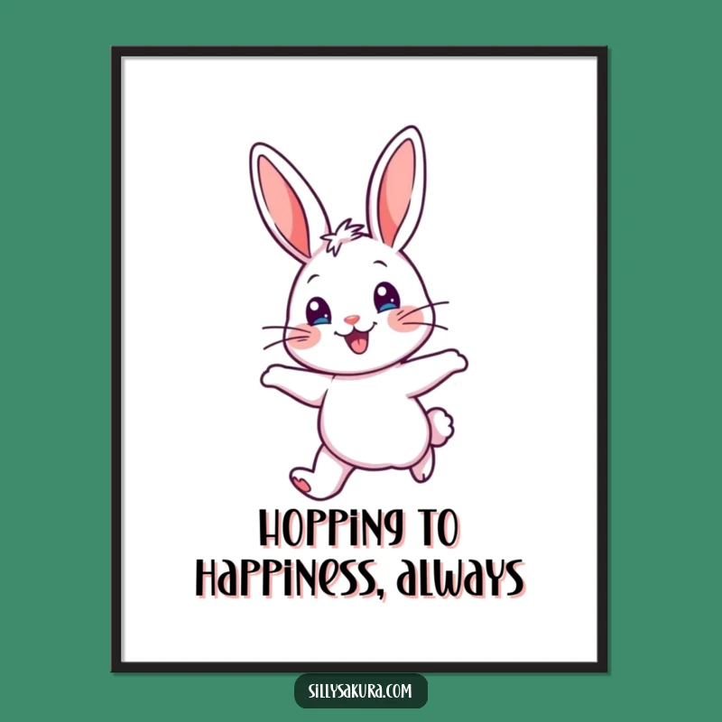 Free Printable Wall Art: Cheerful Rabbit Hopping with Delight Downloadable Decor