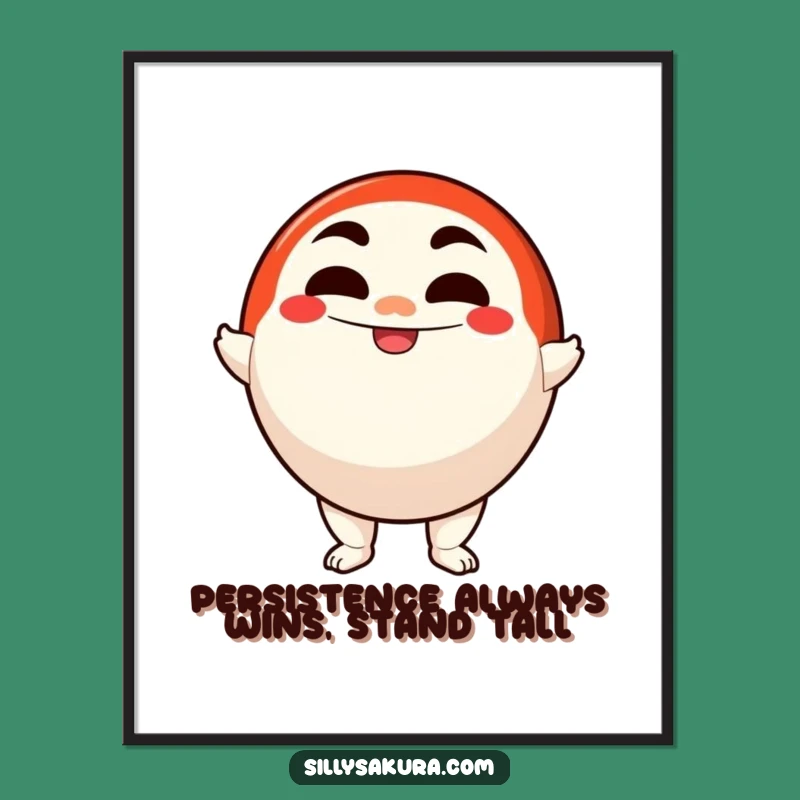 Free Printable Wall Art: Determined Daruma, Funny Inspirational Downloadable Decor