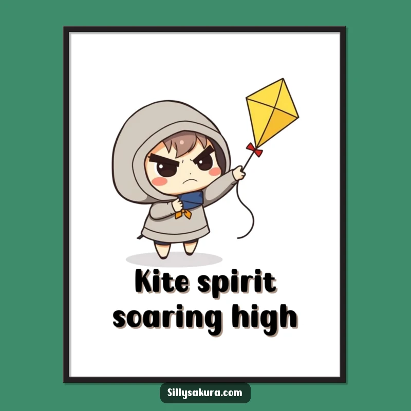 Free Printable Wall Art: Determined Kite Flyer Funny Downloadable Poster for Home Decor