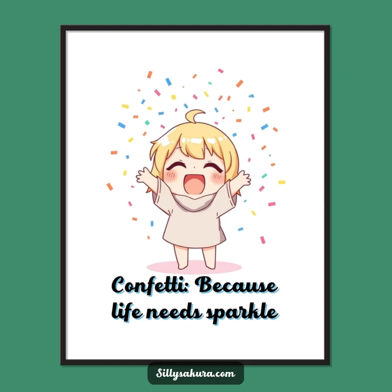 Funny Free Printable Wall Art: Confetti Character, Whimsical Downloadable Decor for a Festive Atmosphere