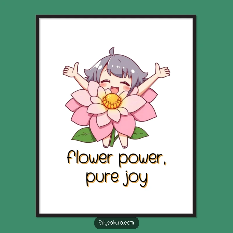 Funny Free Printable Wall Art: Flower Hug Character, Joyful Downloadable Decor