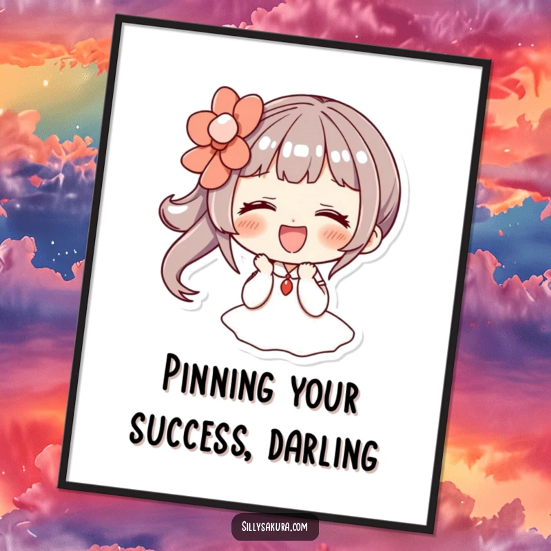 Funny Free Printable Wall Art: A character giggles playfully while wearing a large, decorative hairpin, adding charm.