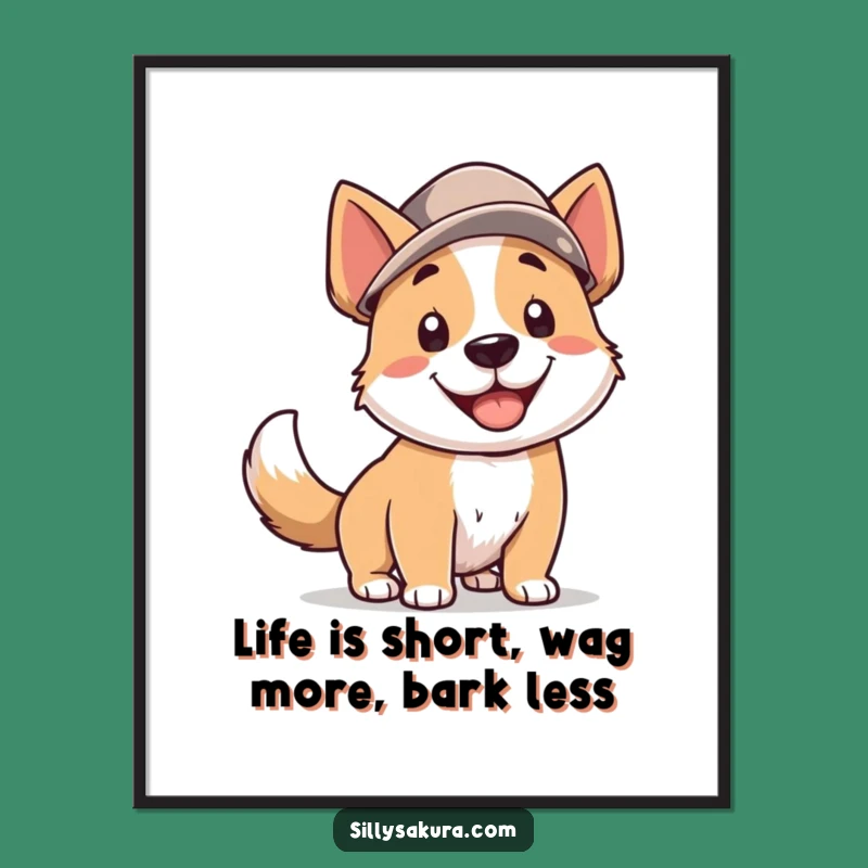 Funny Free Printable Wall Art: Happy Dog Hat - Hilarious Downloadable Decor Gift