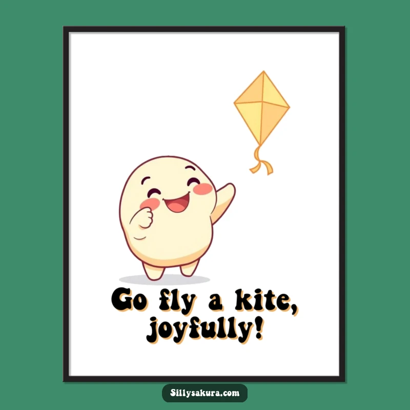 Free Printable Wall Art: Funny Kite Character Playful Poster!, Downloadable Decor