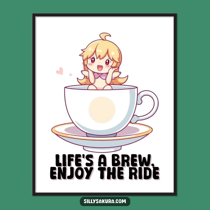 Free Printable Wall Art: Whimsical Tea Cup Rider, Quirky Downloadable Decor