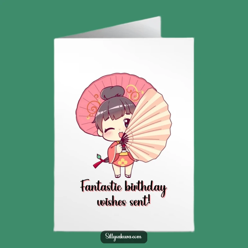 Free Printable Birthday Card: Comical Fan Pose Character, a funny downloadable gift for laughs!