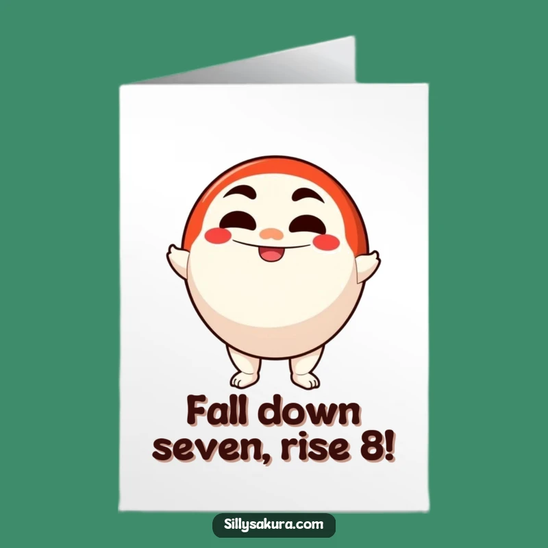 Free Printable Birthday Card: Determined Daruma, Funny Wobble Cheer, Downloadable Gift