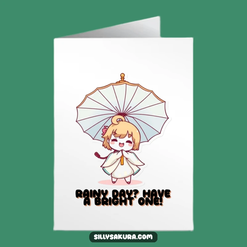 Free Printable Birthday Card: Funny Kawaii Umbrella Twirler for a Joyful, Downloadable Gift