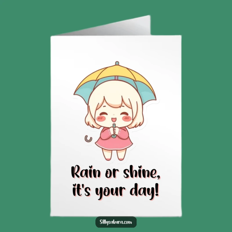 Free Printable Birthday Card: Giggling Umbrella Character, Joyful Downloadable Gift