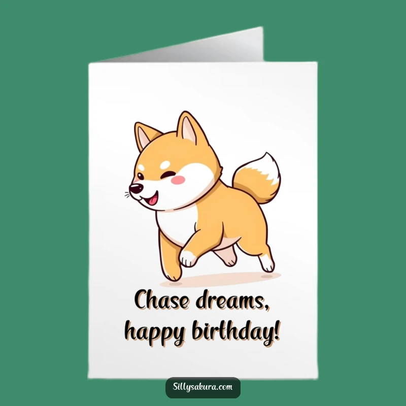 Free Printable Birthday Card: Shiba Inu Tail Chase - Hilarious Downloadable Gift