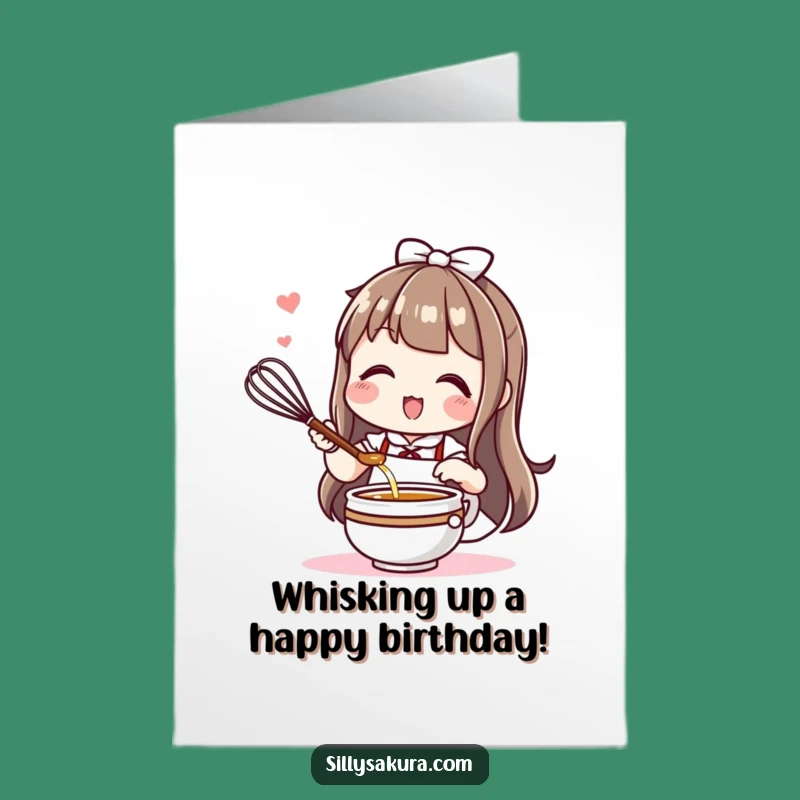 Free Printable Birthday Card: Whisking Kawaii, Energetic Downloadable Fun Gift