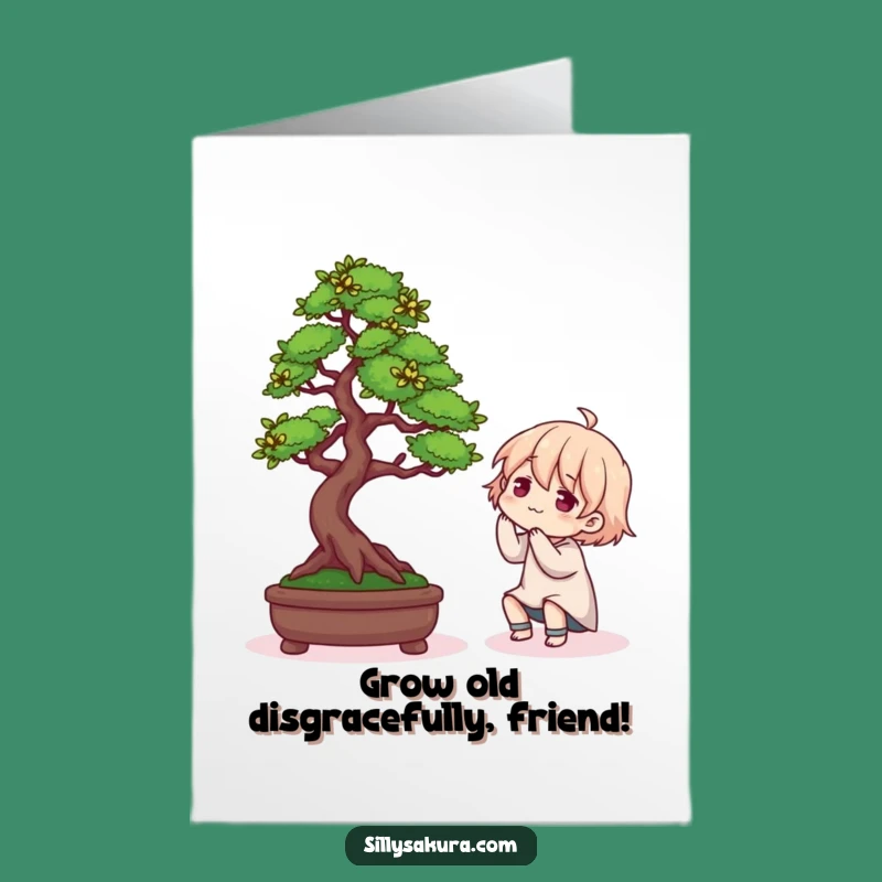Free Printable Birthday Card: Funny Bonsai Arranging Character, Downloadable Humor Gift