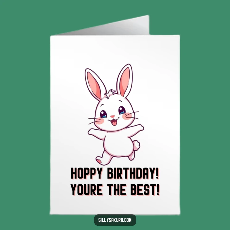 Free Printable Birthday Card: Cheerful Rabbit Hopping with Delight Downloadable Fun
