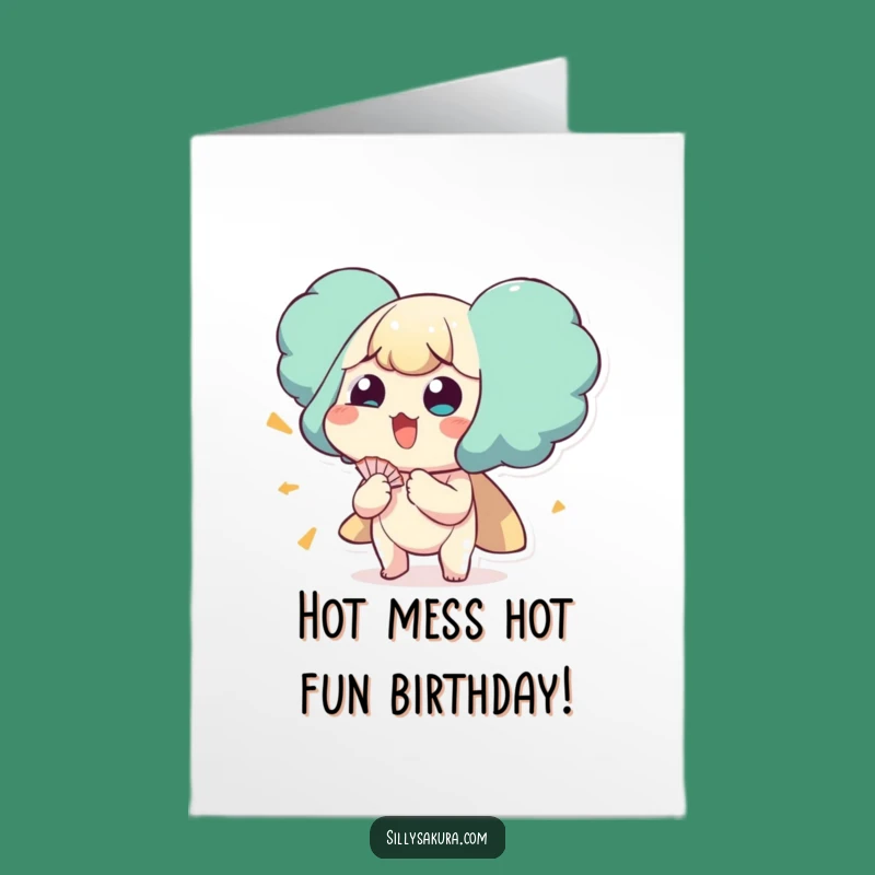 Free Printable Birthday Card: Hot & Flustered Fan Character, Funny Downloadable Gift