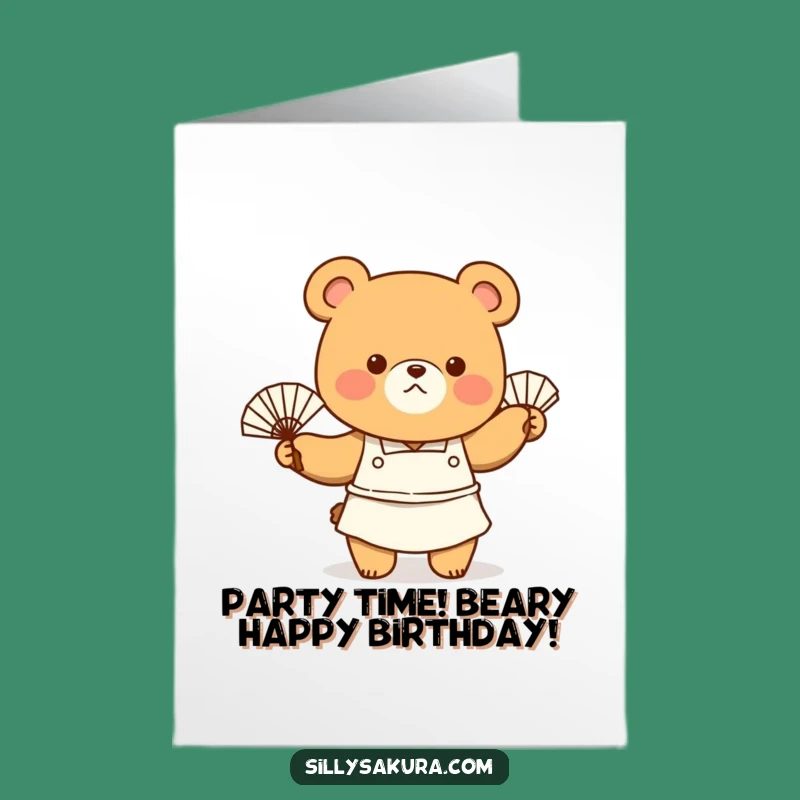 Free Printable Birthday Card: Bear Chef Cooling Down Fun Downloadable Gift