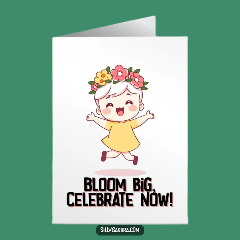 Funny Free Printable Congrats Card: Flower Crown Character - Joyful Downloadable Celebration!