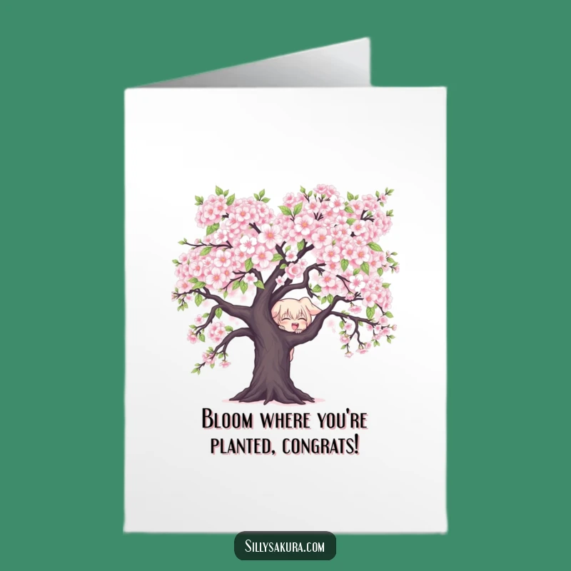Free Printable Mischievous Peeker Congrats Card - Funny Cherry Blossom Downloadable Gift