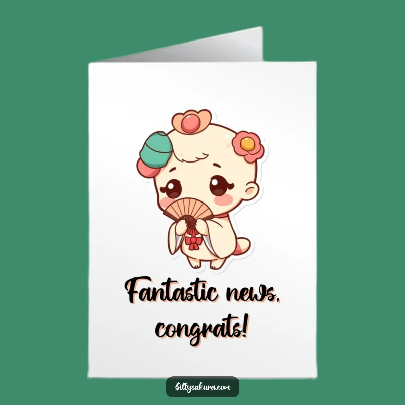 Funny Free Printable Congrats Card: Kawaii Fan Dancer - Elegant Downloadable Gift!