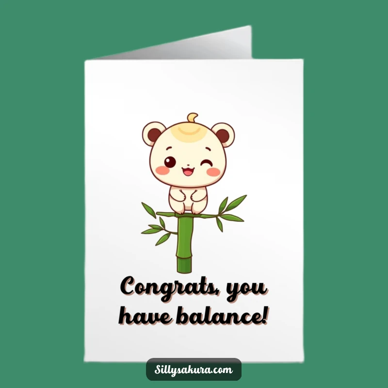 Free Printable Congrats Card: Bamboo Balancing Character Celebration Download