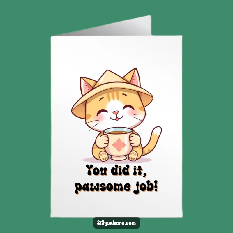 Free Printable Congrats Card: Cat's Tea Toast to Your Success!