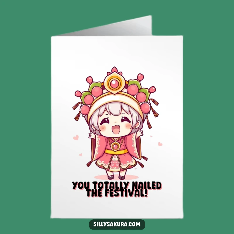 Free Printable Congrats Card: Festival Kawaii, Celebrate in Style Downloadable Gift