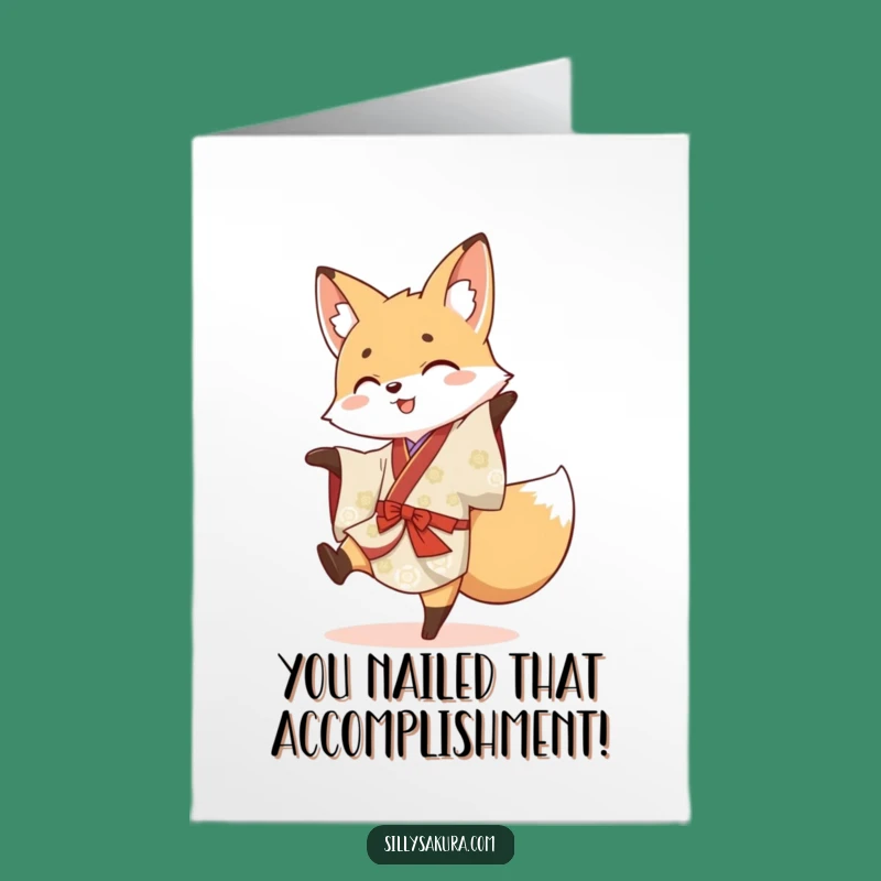 Free Printable Congrats Card: Fox Kimono Cartwheel - Celebrate with Spirit