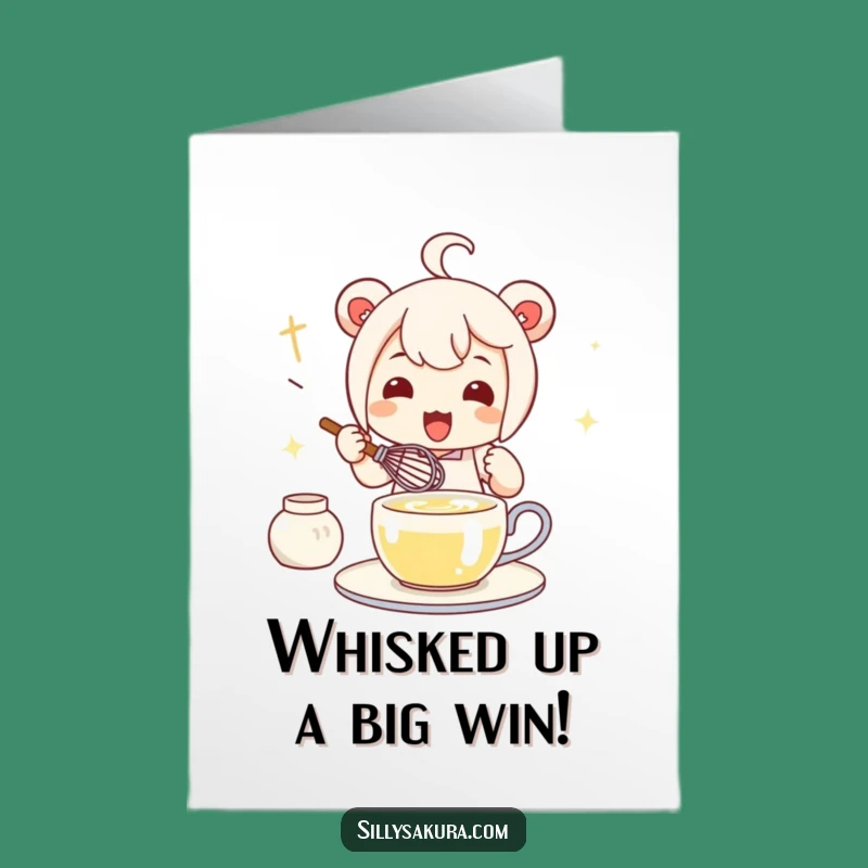 Free Printable Congrats Card: Humorous Kawaii Tea Maker for a Cheerful Downloadable Gift