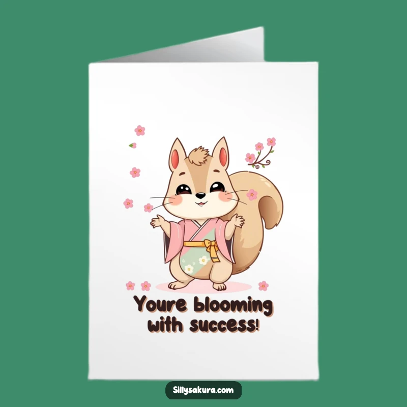 Free Printable Congrats Card: Squirrel Kimono Blossoms - Celebrate with Humor