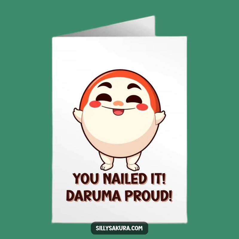 Free Printable Congrats Card: Victorious Daruma, Funny Overcoming Odds Gift