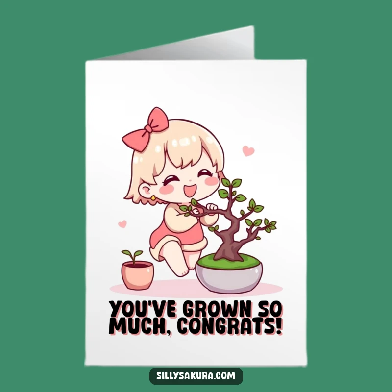 Free Printable Kawaii Bonsai Card: Funny Congrats Downloadable Gift