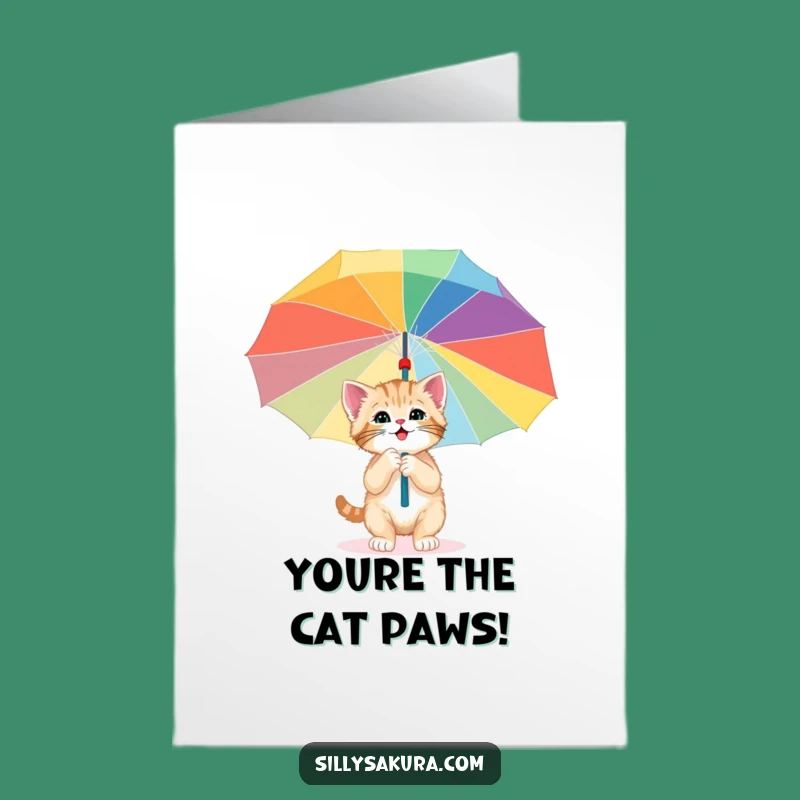 Kitten Exploring Umbrella Free Printable Congrats Card - Adorable Downloadable Celebration