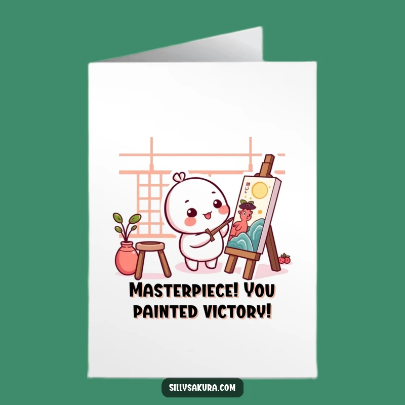 Free Printable Congrats Card: Humorous Kawaii Artist for a Celebratory Downloadable Gift