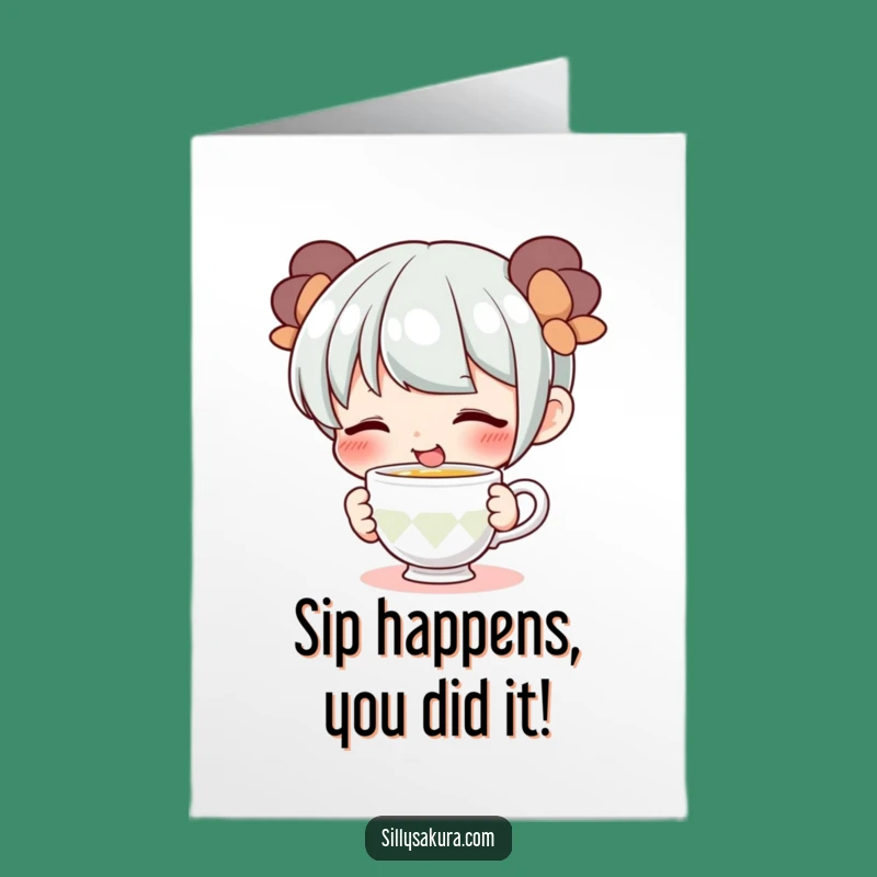 Free Printable Congrats Card: Adorable Teacup Character Funny Downloadable Gift