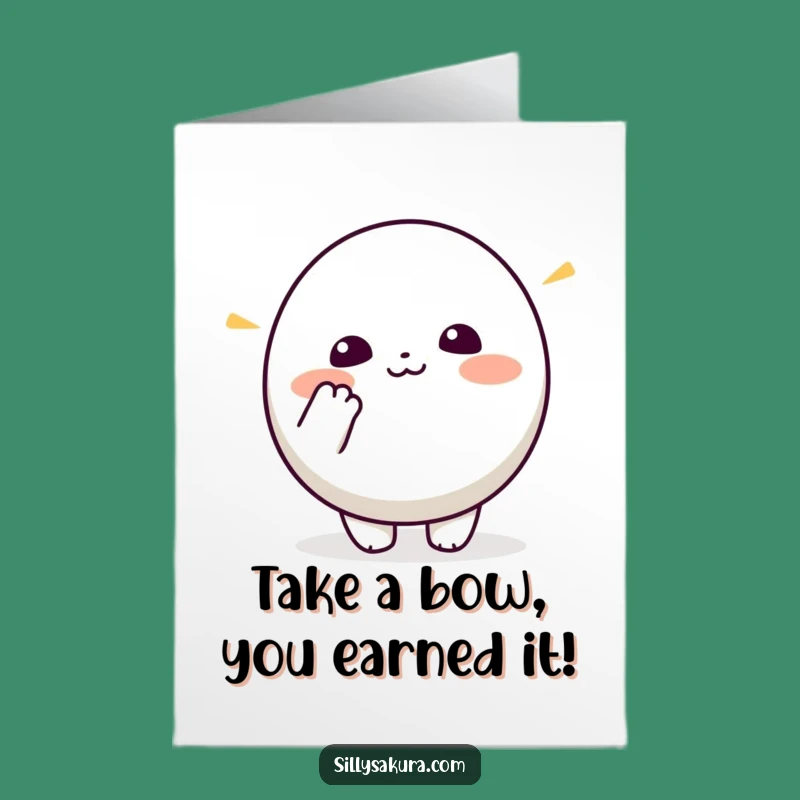 Free Printable Kawaii Bowing Card: Funny Congrats Downloadable Gift